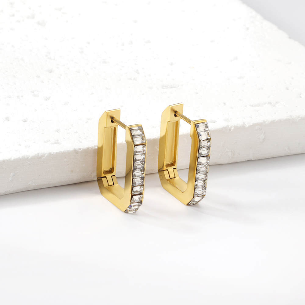 Gold Crystal Hoops
