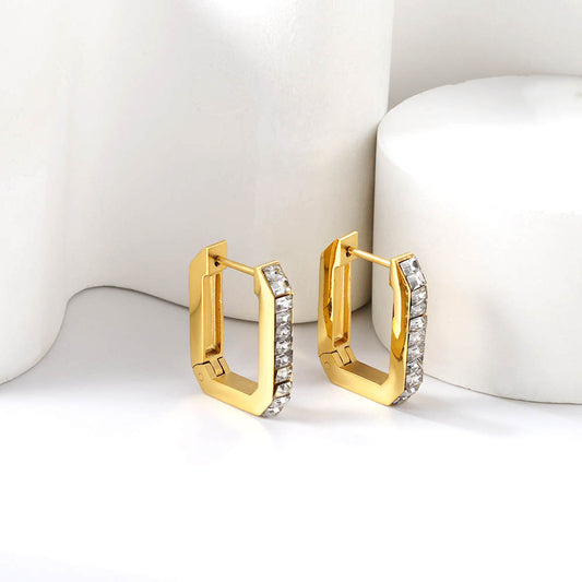 Gold Crystal Hoops