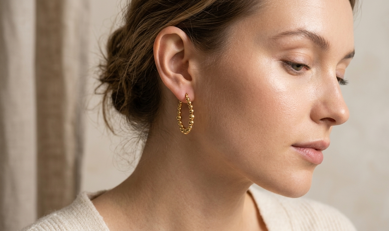 Golden Pearl Hoops