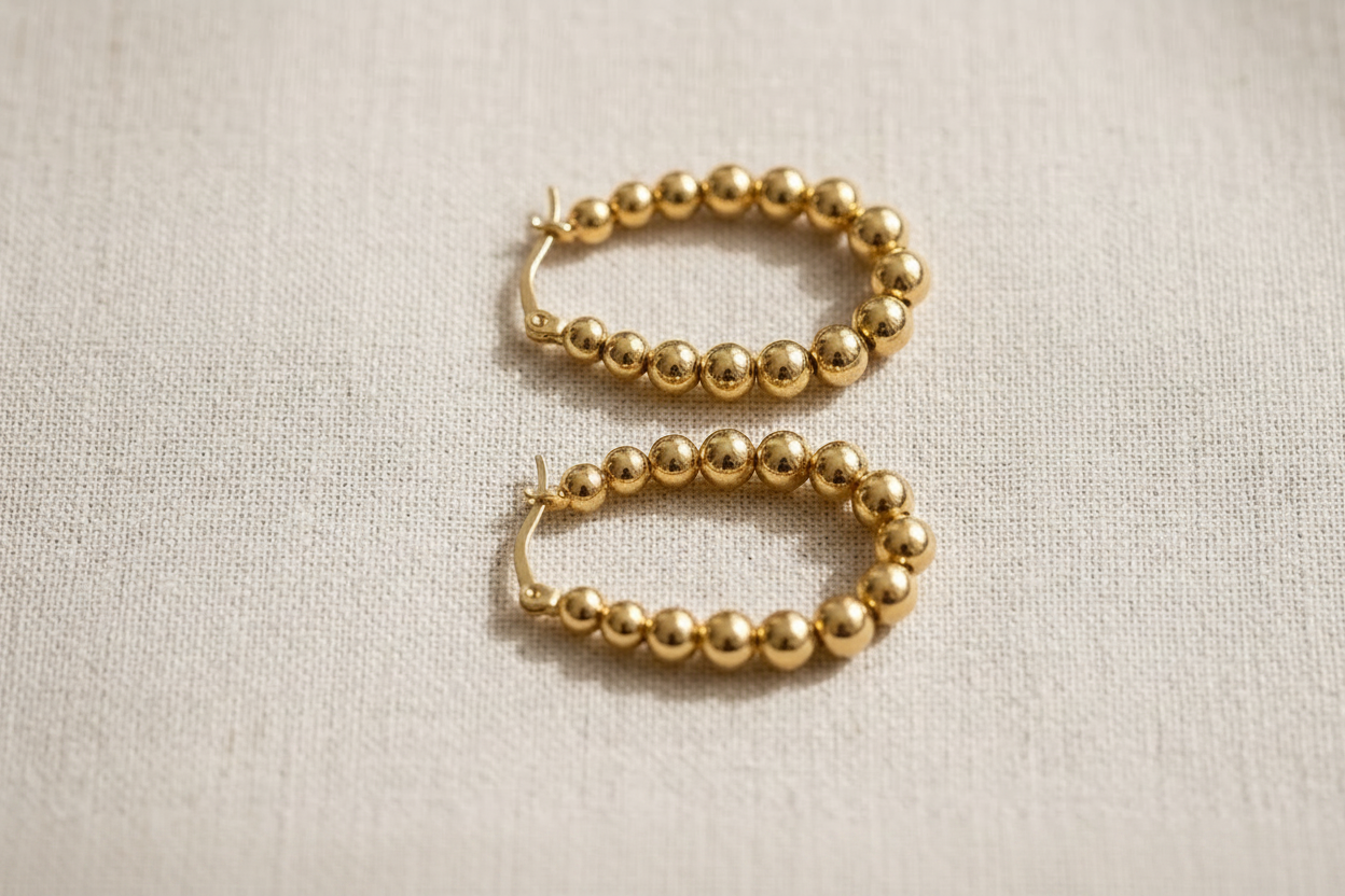 Golden Pearl Hoops
