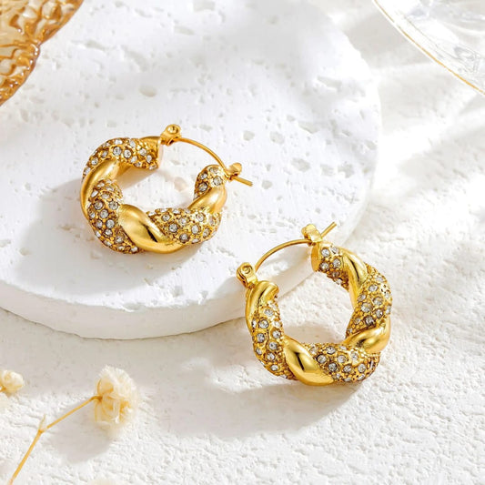 Golden Twisted Hoops