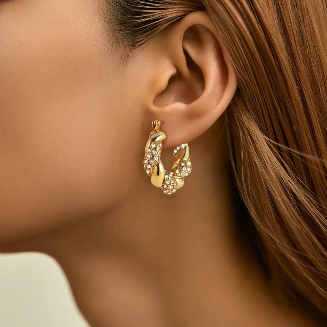 Golden Twisted Hoops